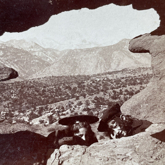 Antique 1900 Garden Of The Gods Pikes Peak Colorado Stereoview Photo Card V3256