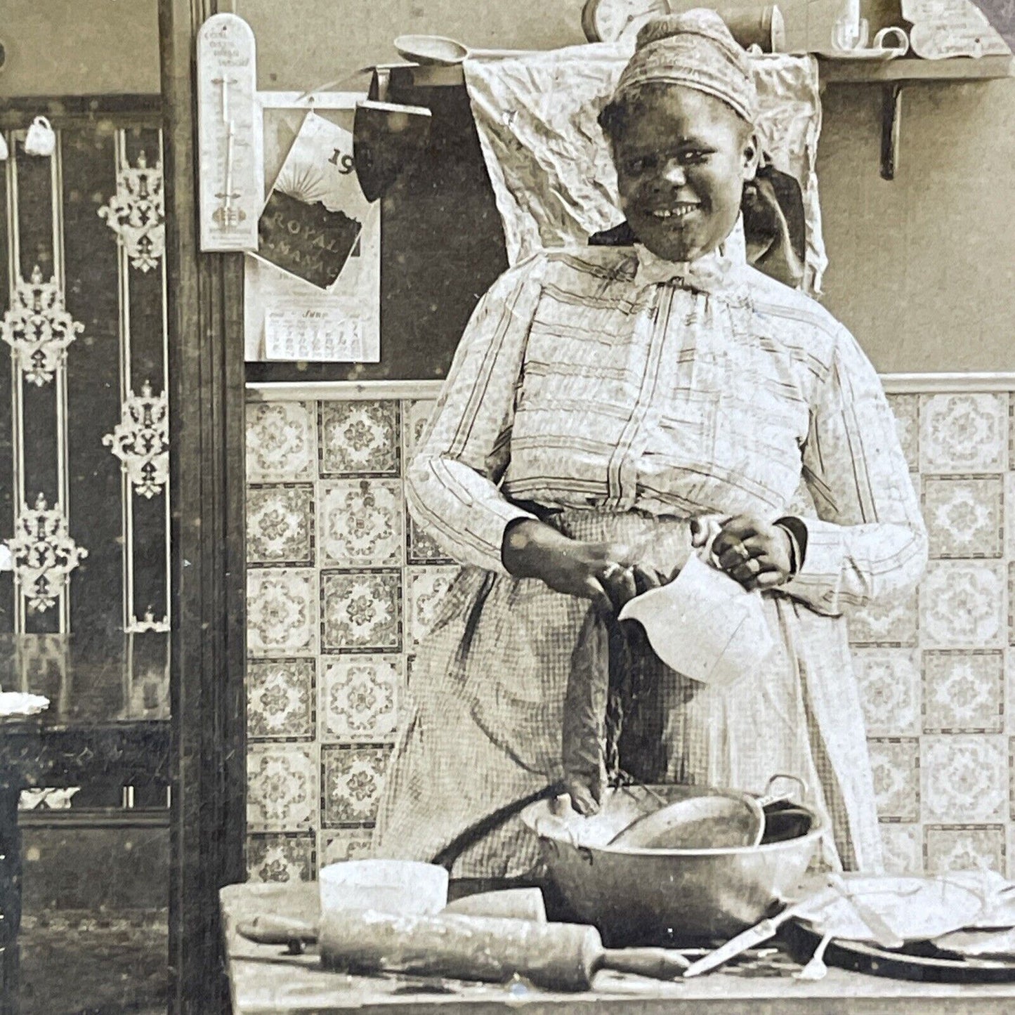 African American House Cook Stereoview CH Graves Antique c1901 X1537