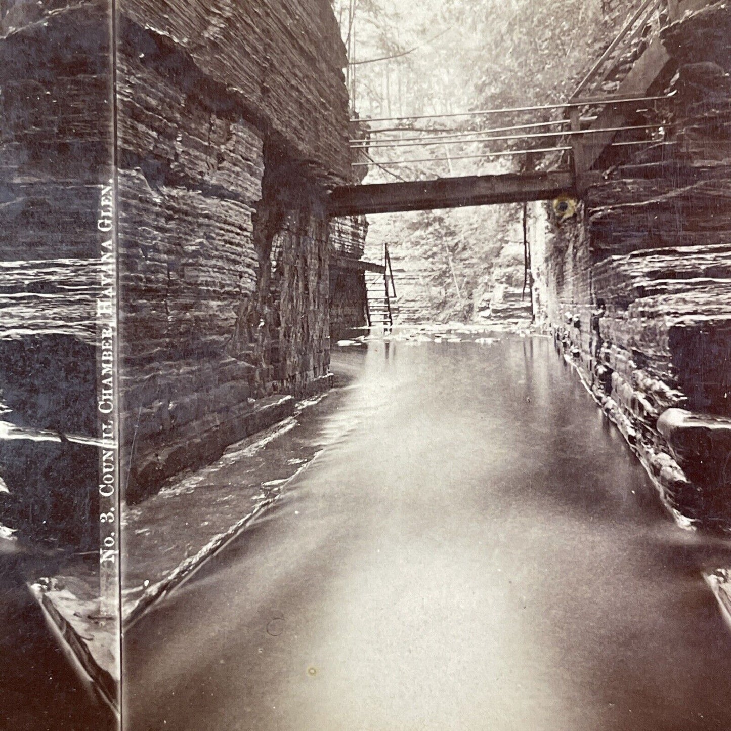 Council Chamber Watkins Glen New York Stereoview R.D. Crum Antique c1870 Y1038