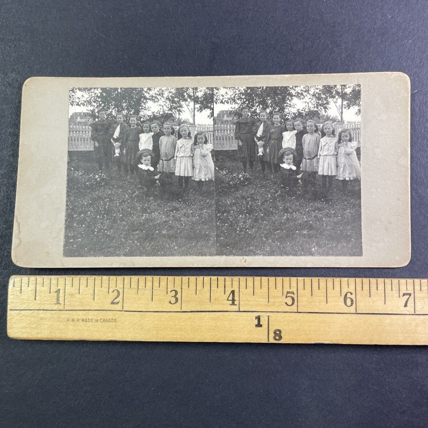 A Group of Wealthy Children in a Yard Stereoview OOAK Antique c1908 Y2726