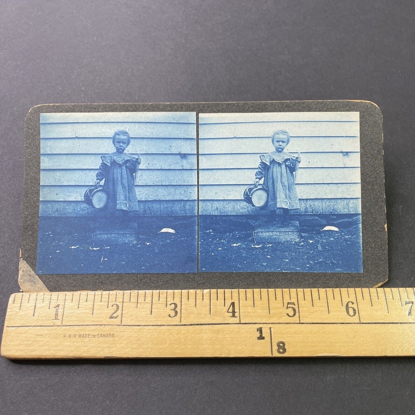 Antique 1885 Child Playing With A Drum Stereoview Photo Card P3057