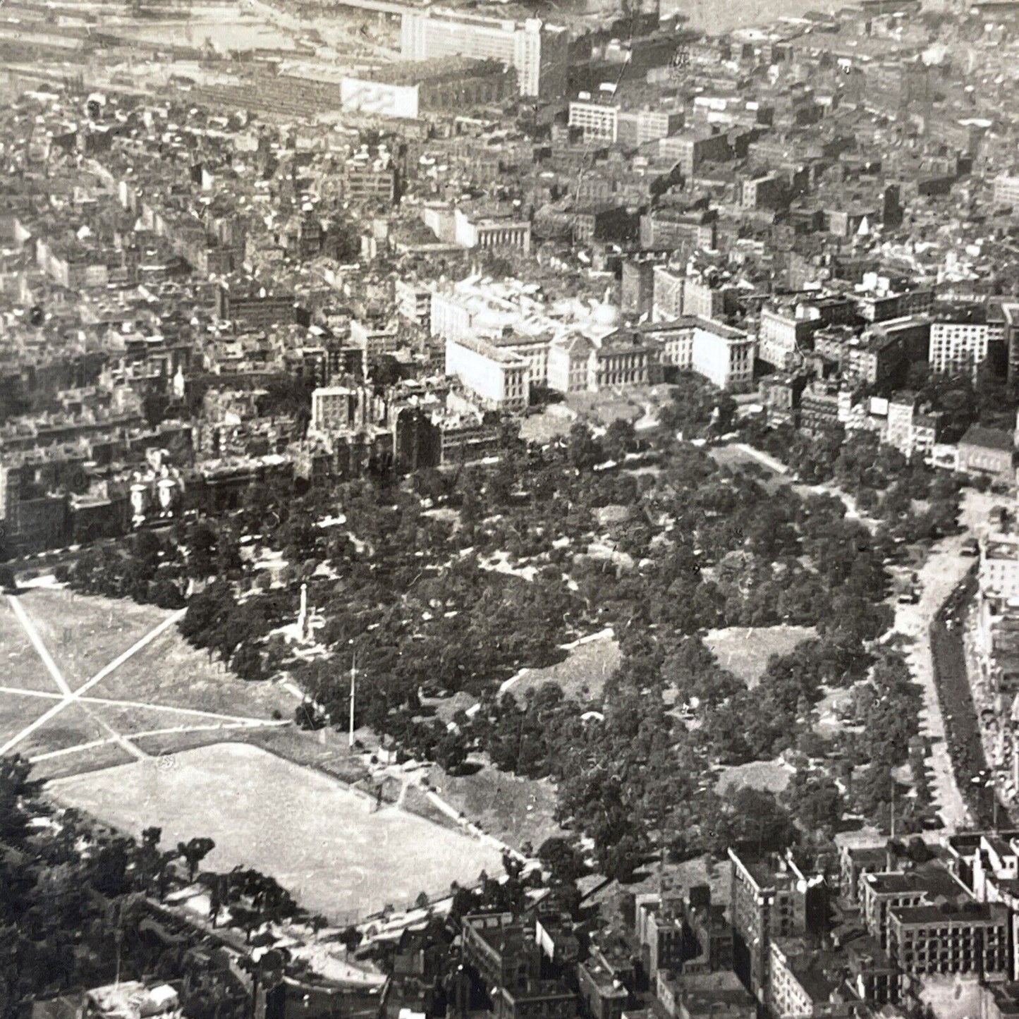 Boston Massachusetts Aerial View Stereoview Antique c1920s Y984