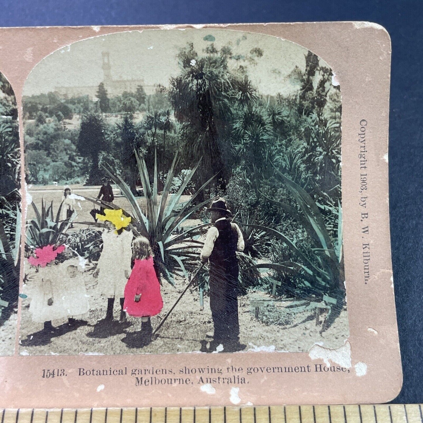 Antique 1903 Victorian Family In Melbourne Australia Stereoview Photo Card P3802