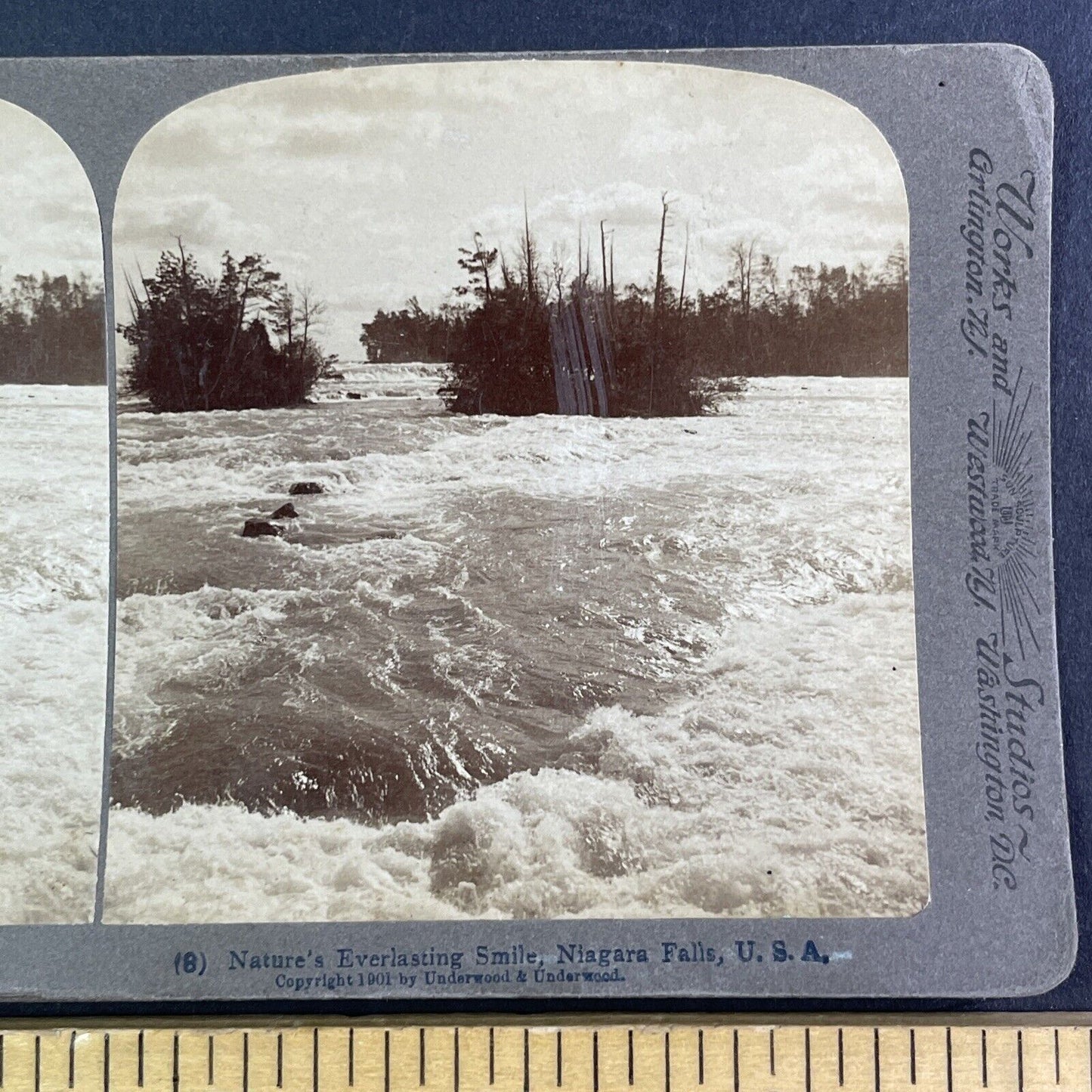 Niagara Falls River Upper Rapids Stereoview Underwood Antique c1901 Y2705