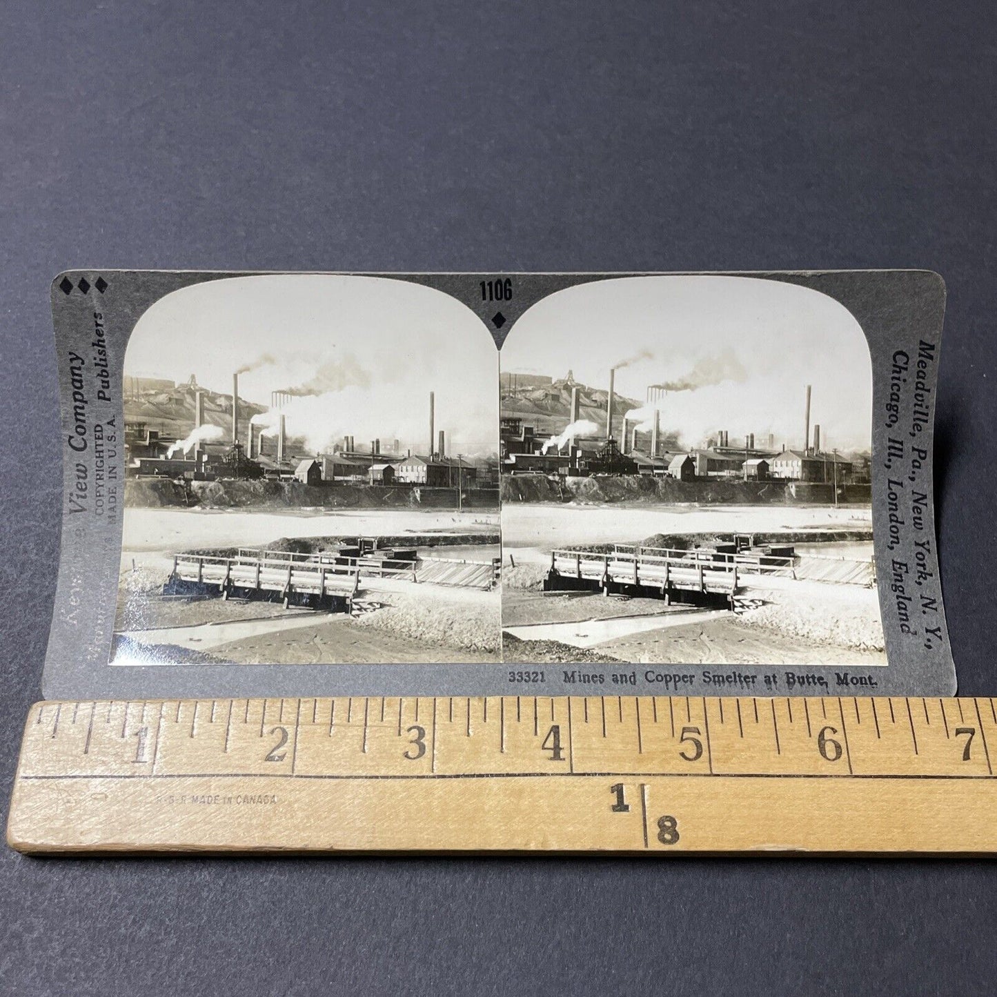 Antique 1920s Copper Mines In Butte Montana Stereoview Photo Card V2655