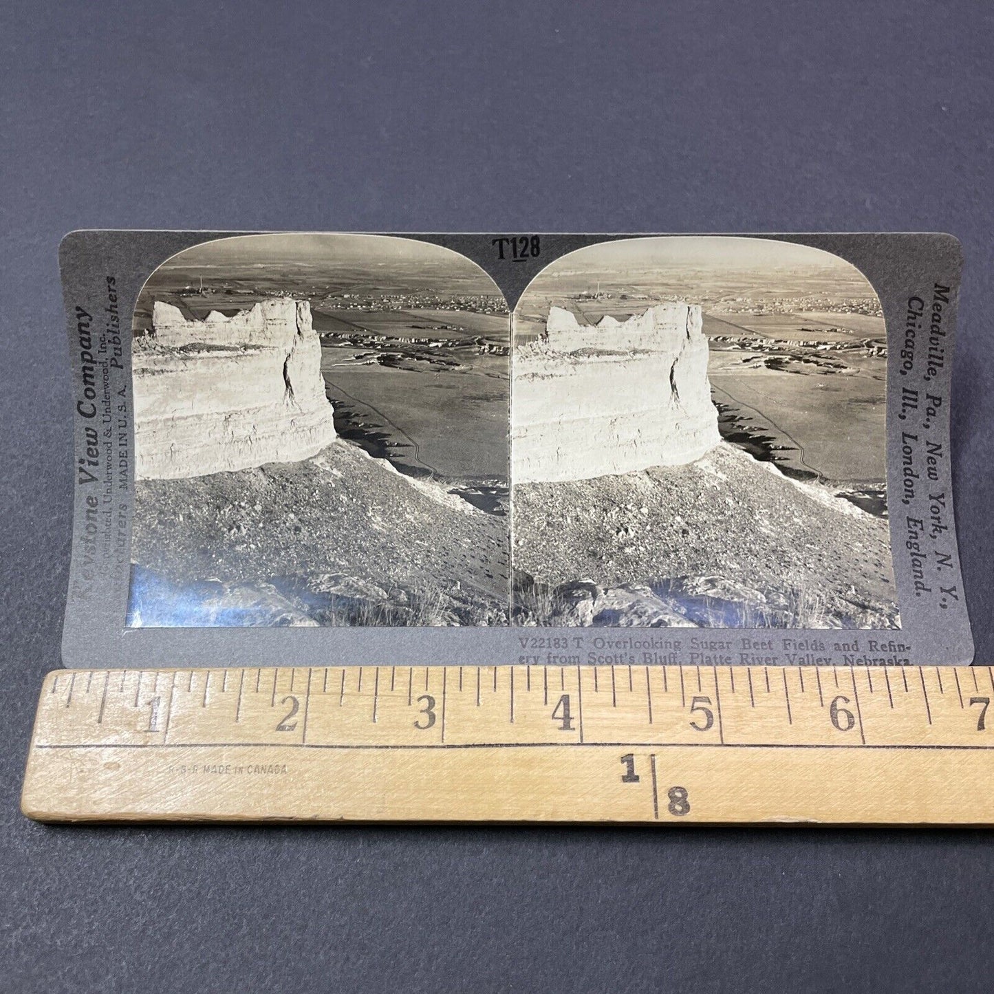 Antique 1910s Scott's Bluff Platte River Nebraska Stereoview Photo Card V2186