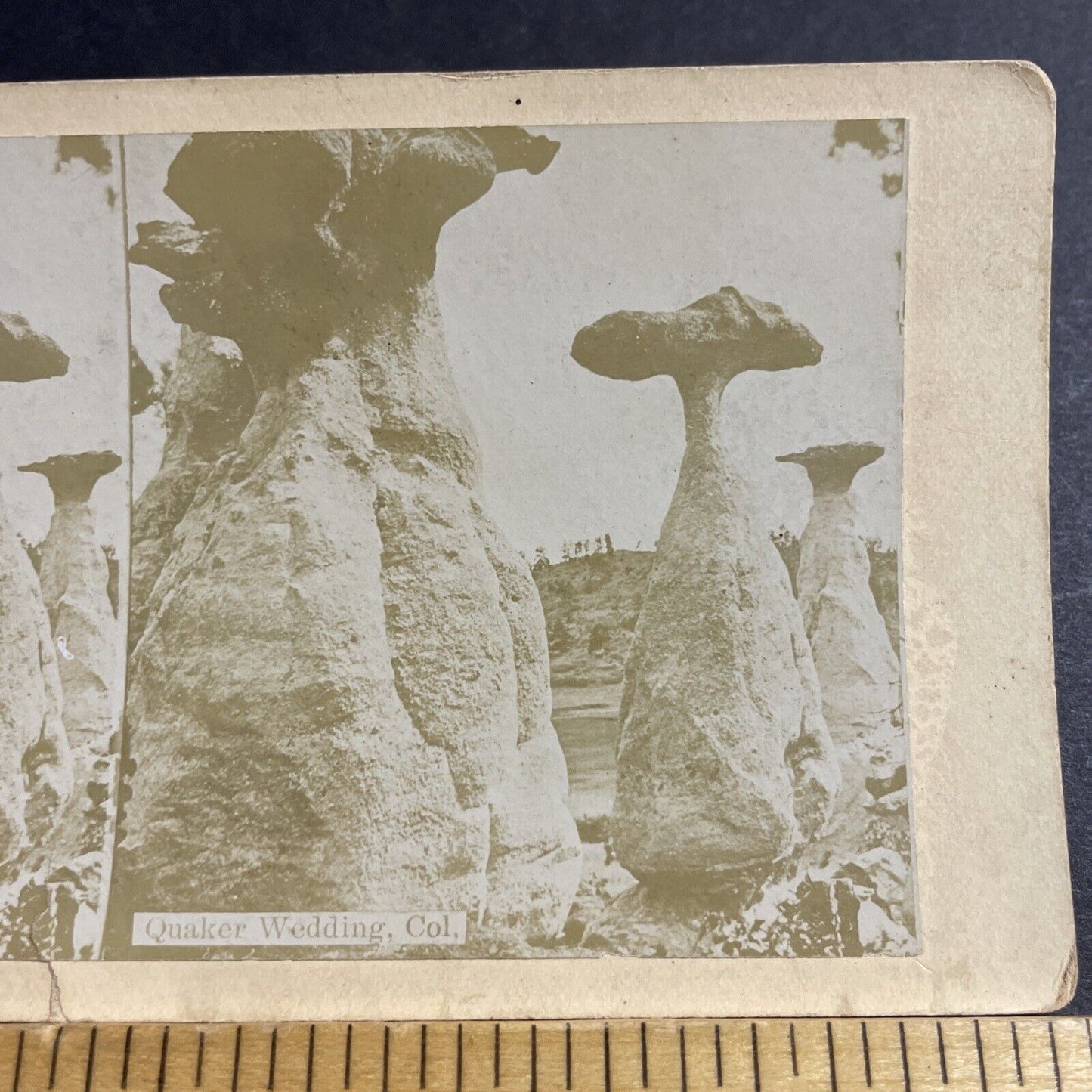 Antique 1880s Monument Park Hoodoos Colorado Stereoview Photo Card P5508