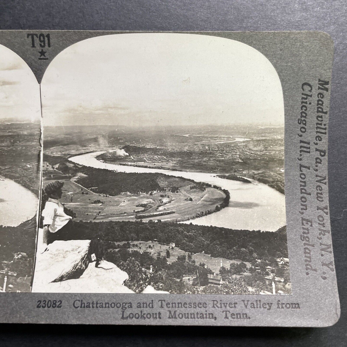 Antique 1918 Chattanooga Along The Tennessee River Stereoview Photo Card P1340