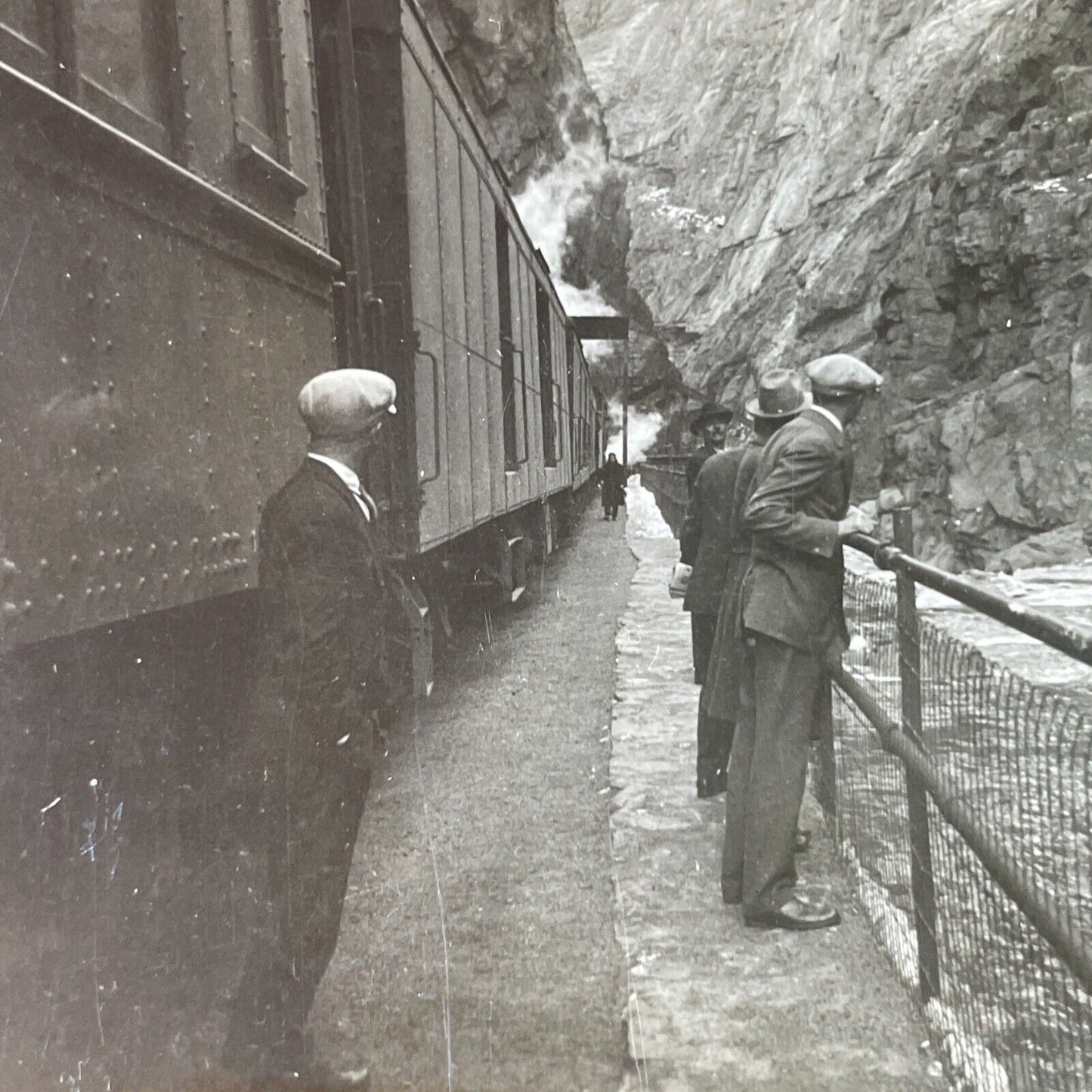 Antique 1910s Railroad Workers Canyon City Colorado Stereoview Photo Card P3212