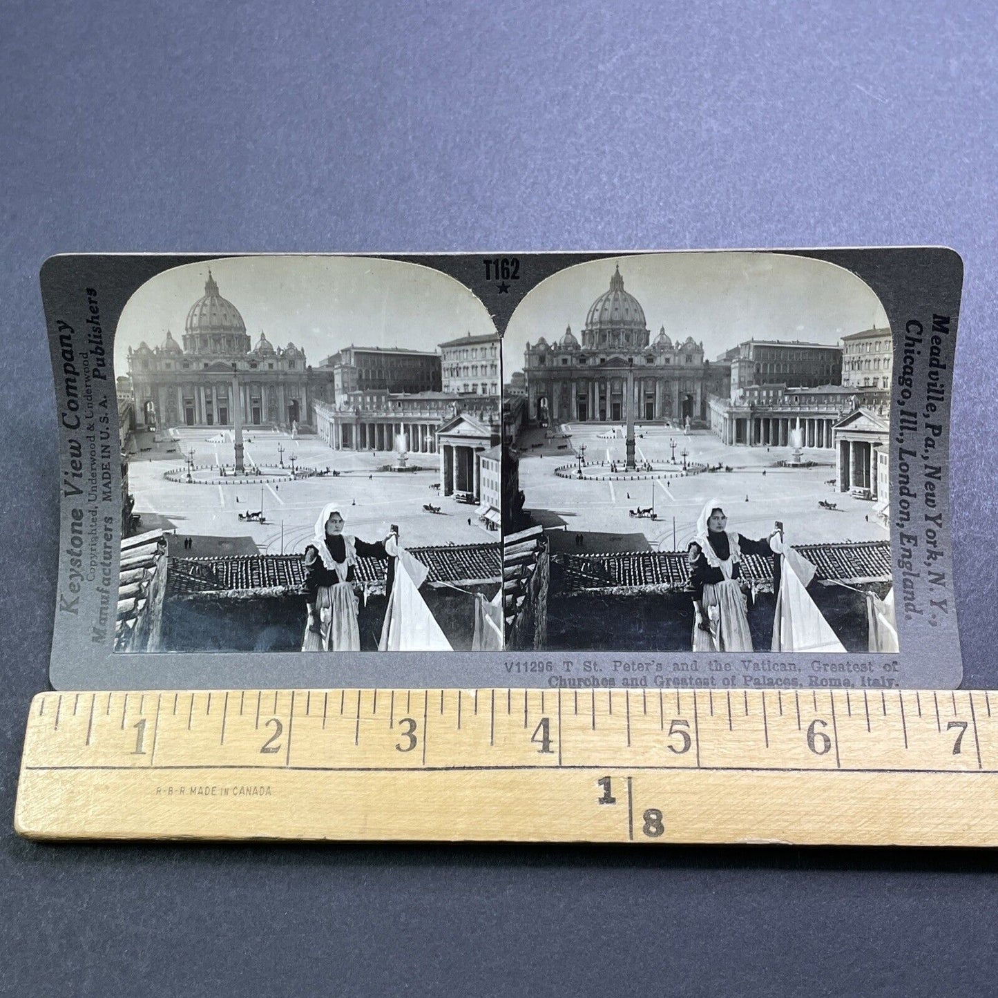 Antique 1910s Beautiful Italian Maiden Woman Rome Stereoview Photo Card V2882