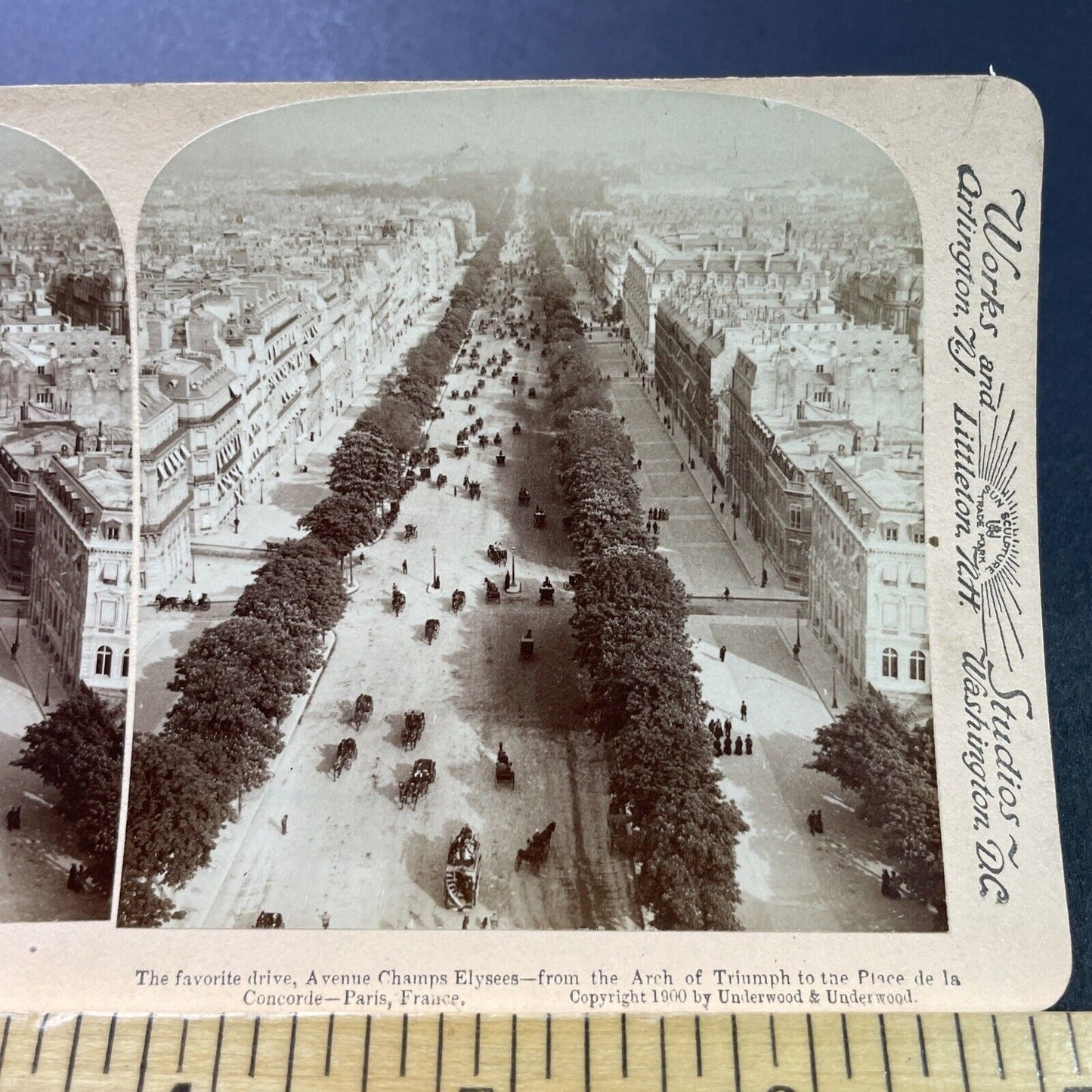 Antique 1900 The Main Street In Paris France Stereoview Photo Card P3921