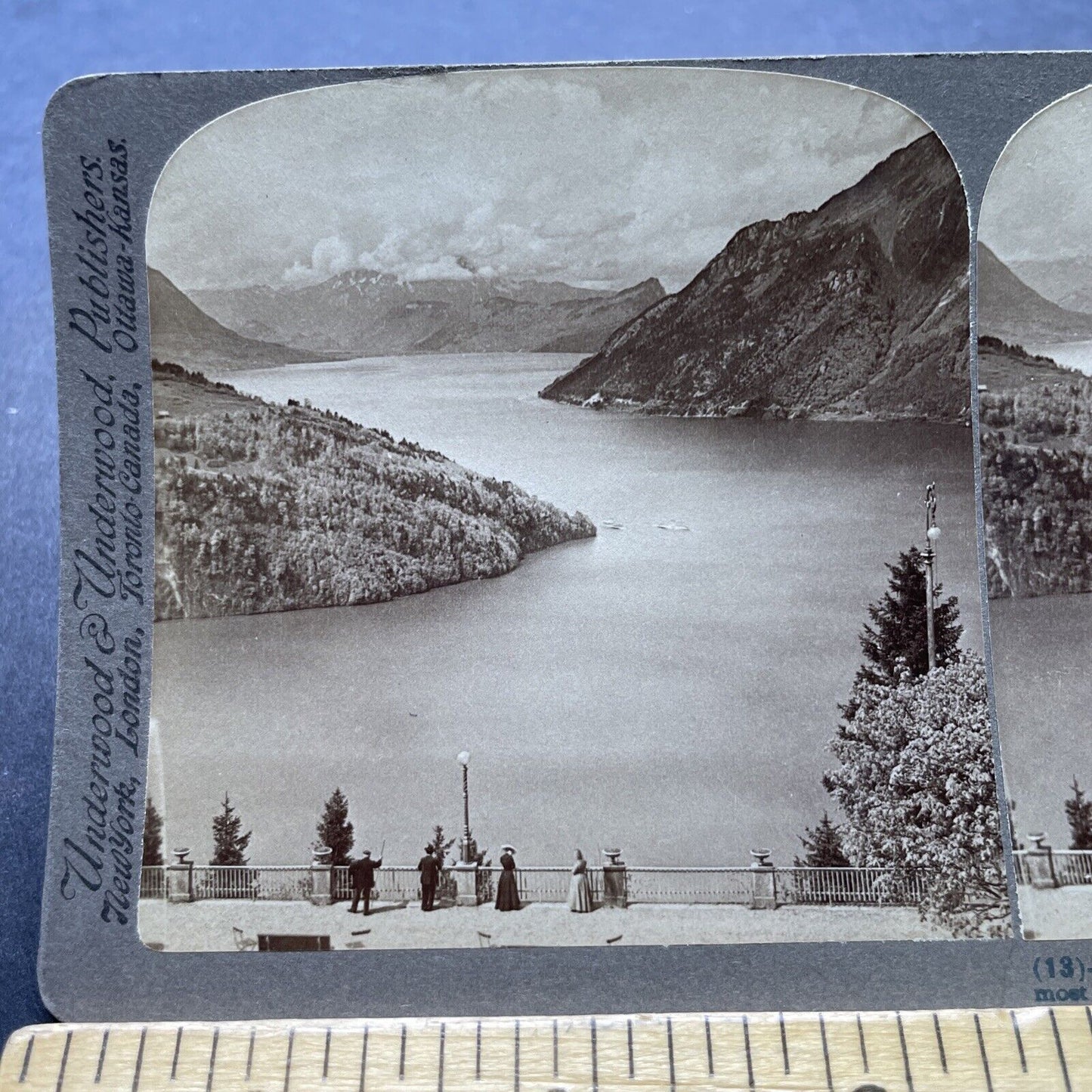 Antique 1902 Lake Of Lucerne Switzerland Stereoview Photo Card P2373