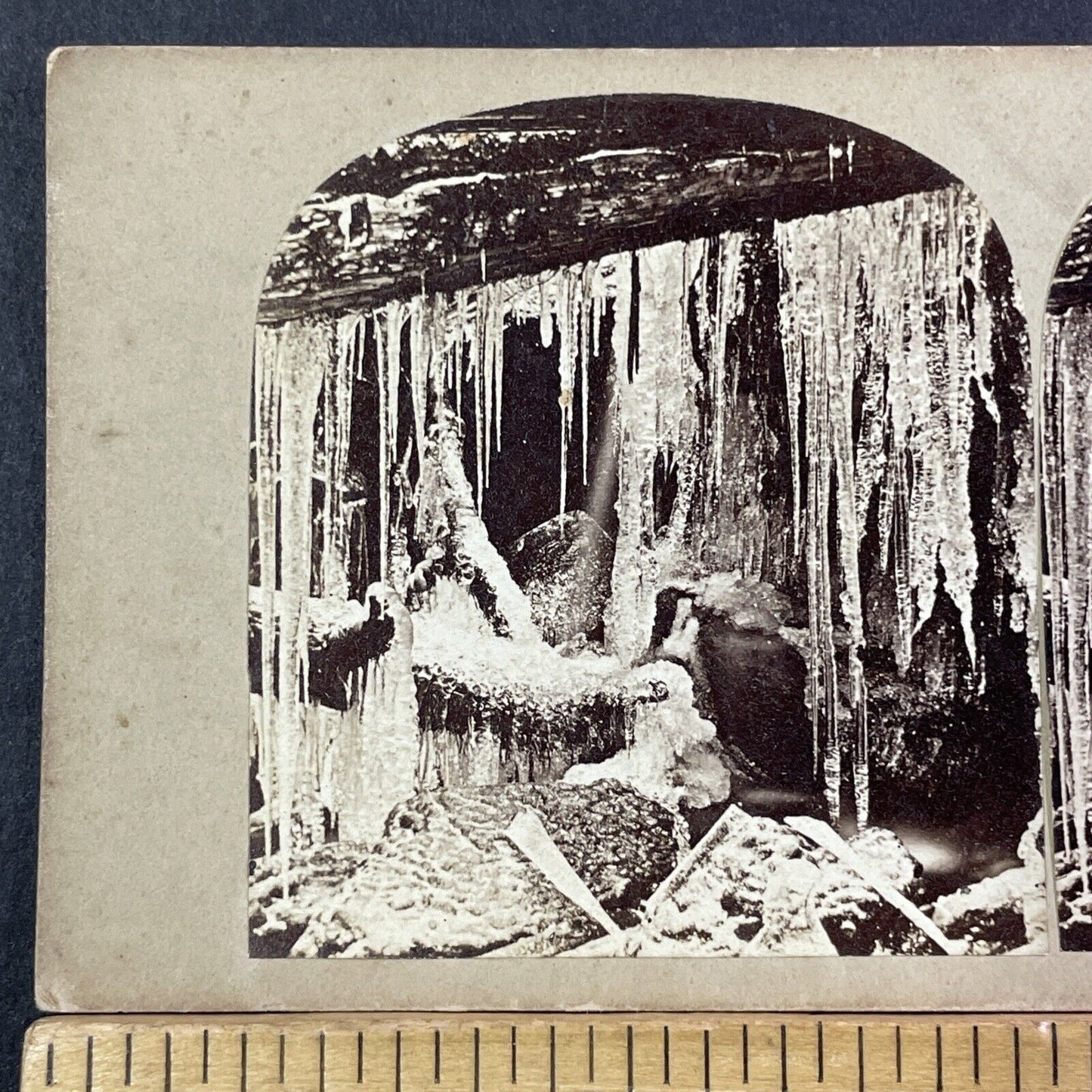 Ice Caverns White Mountains NH Stereoview Photo Card Antique c1880s X882