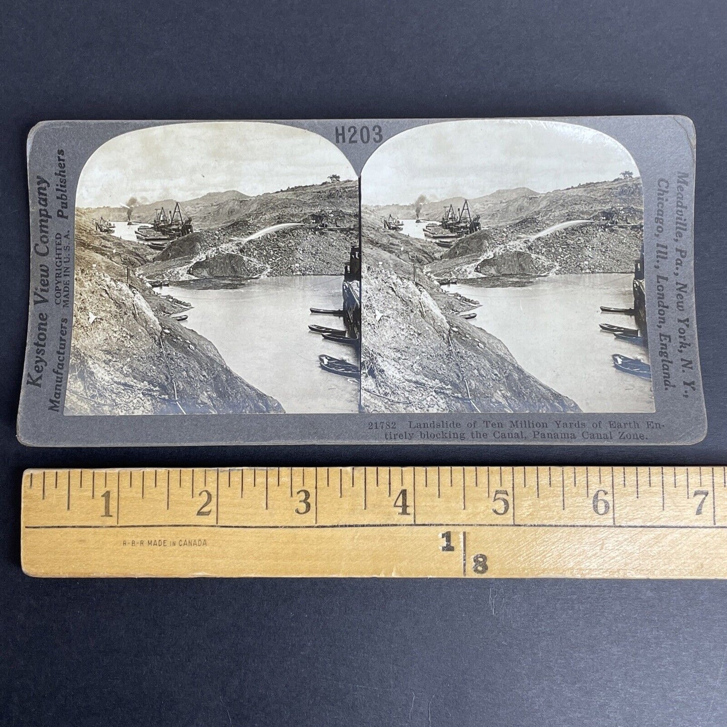 Antique 1914 Deadly Landslide In The Panama Canal Stereoview Photo Card P960