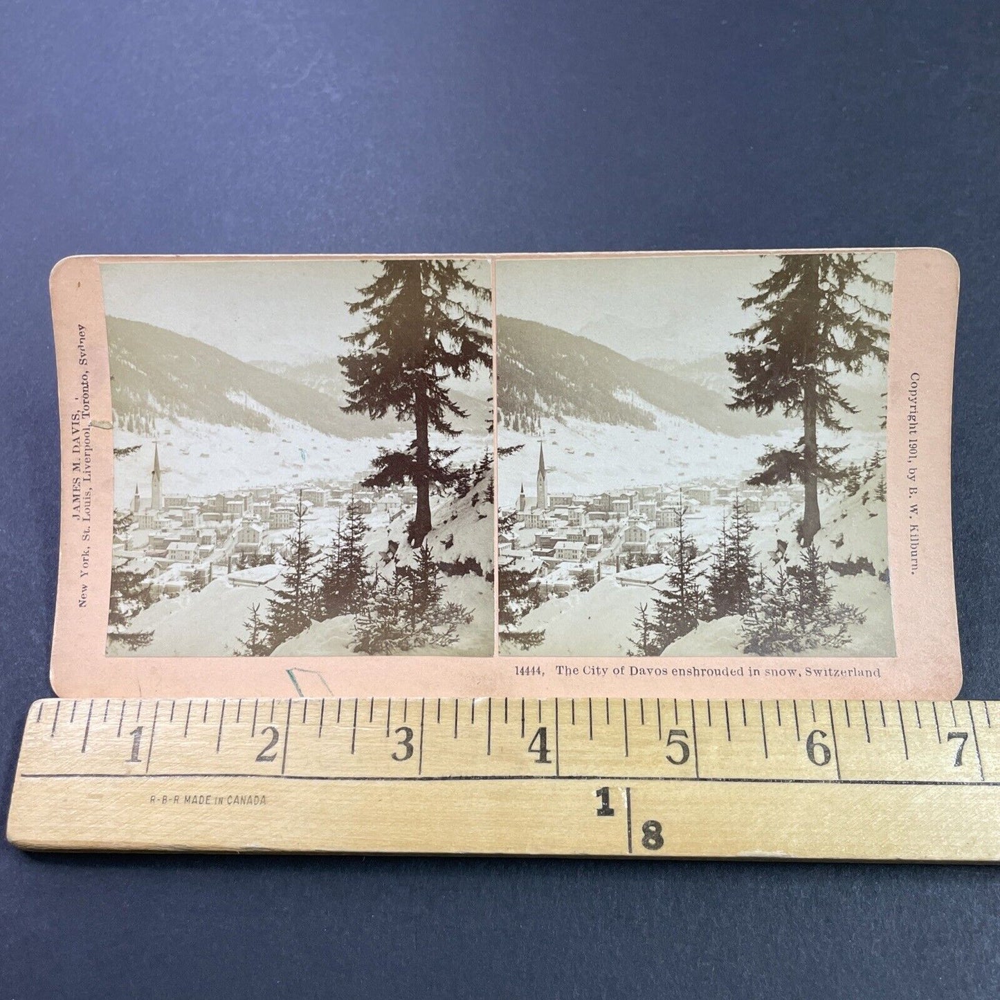 Antique 1901 Heavy Snowfall In Davos Switzerland Stereoview Photo Card P3769