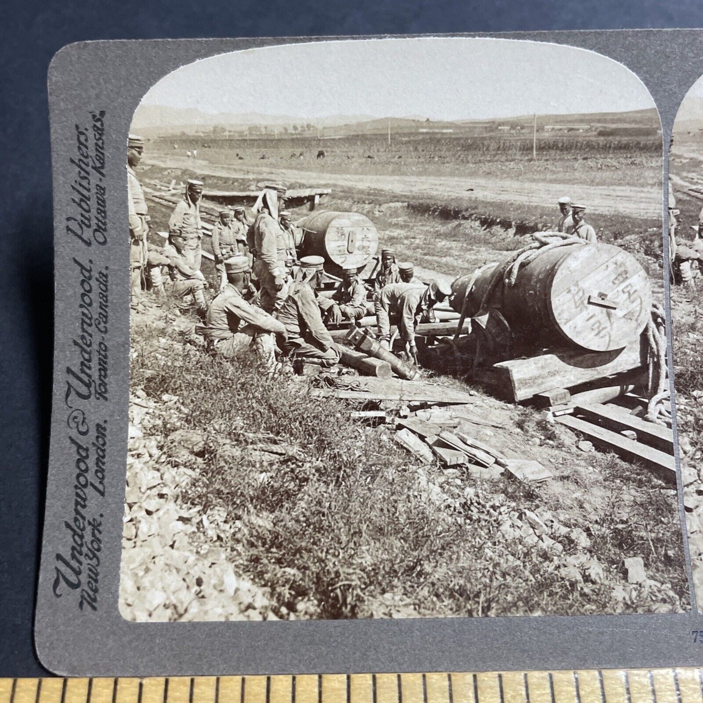 Antique 1904 Japan Heavy Artillery Canons Stereoview Photo Card P380-02