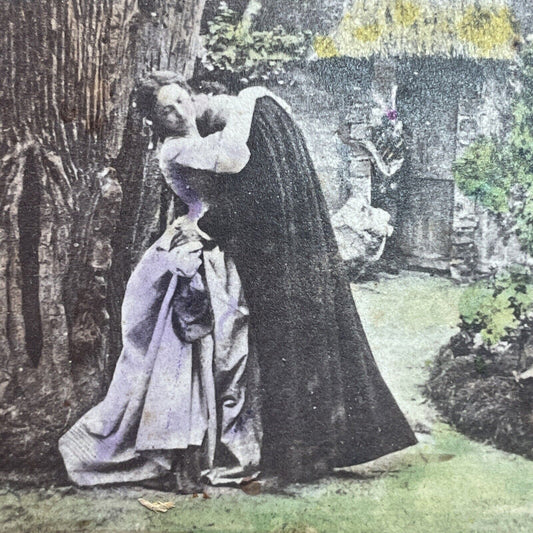 Antique 1860s Man Seduces Woman In Garden Stereoview Photo Card P1154