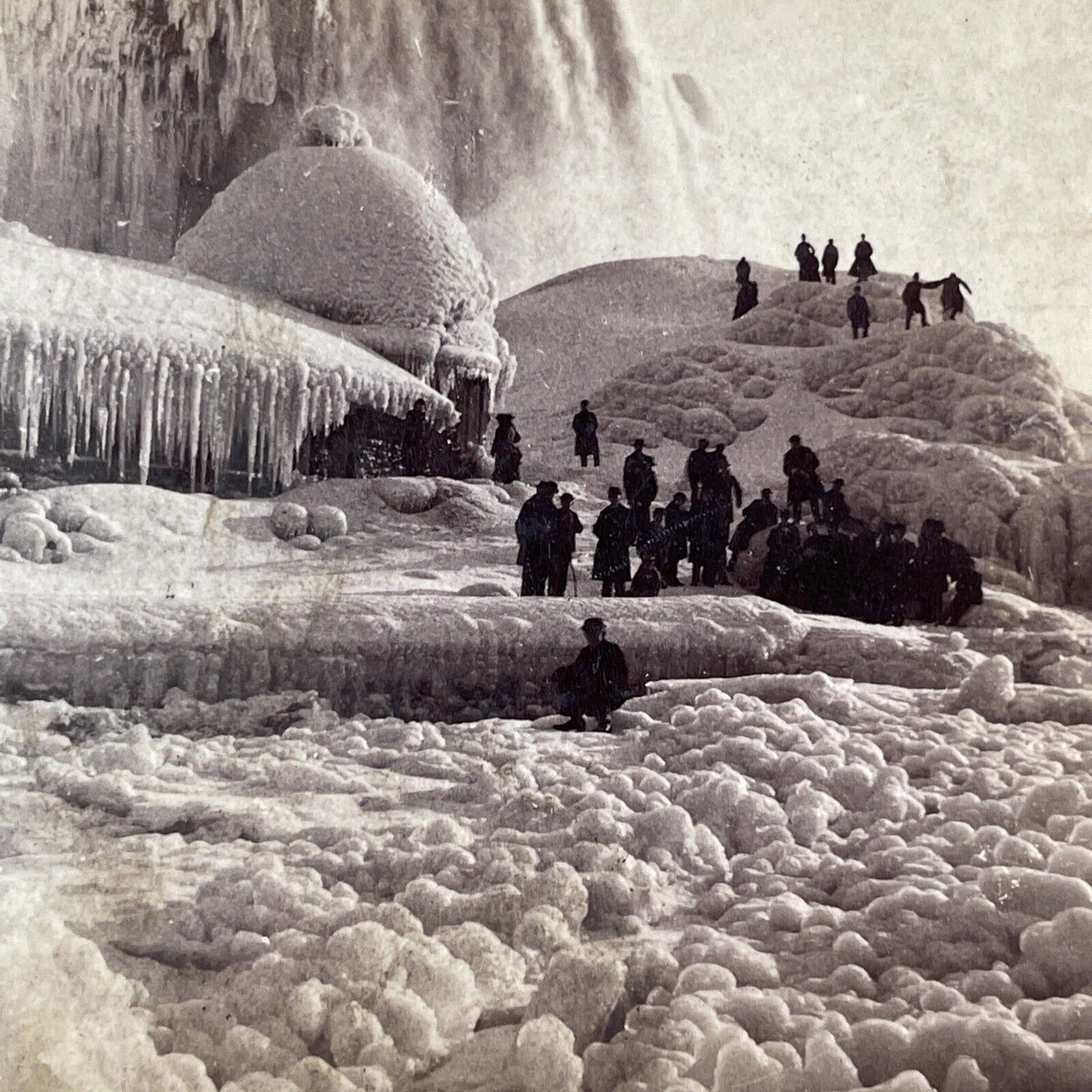 Ice Bridge House Niagara Stairwell Stereoview Charles Bierstadt c1870s Y2230