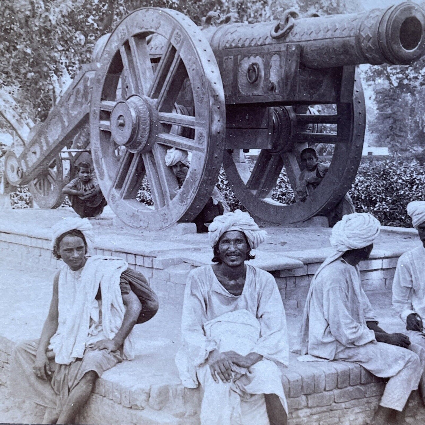 Antique 1903 400 Year Old Heavy Canon Lahore India Stereoview Photo Card P1981