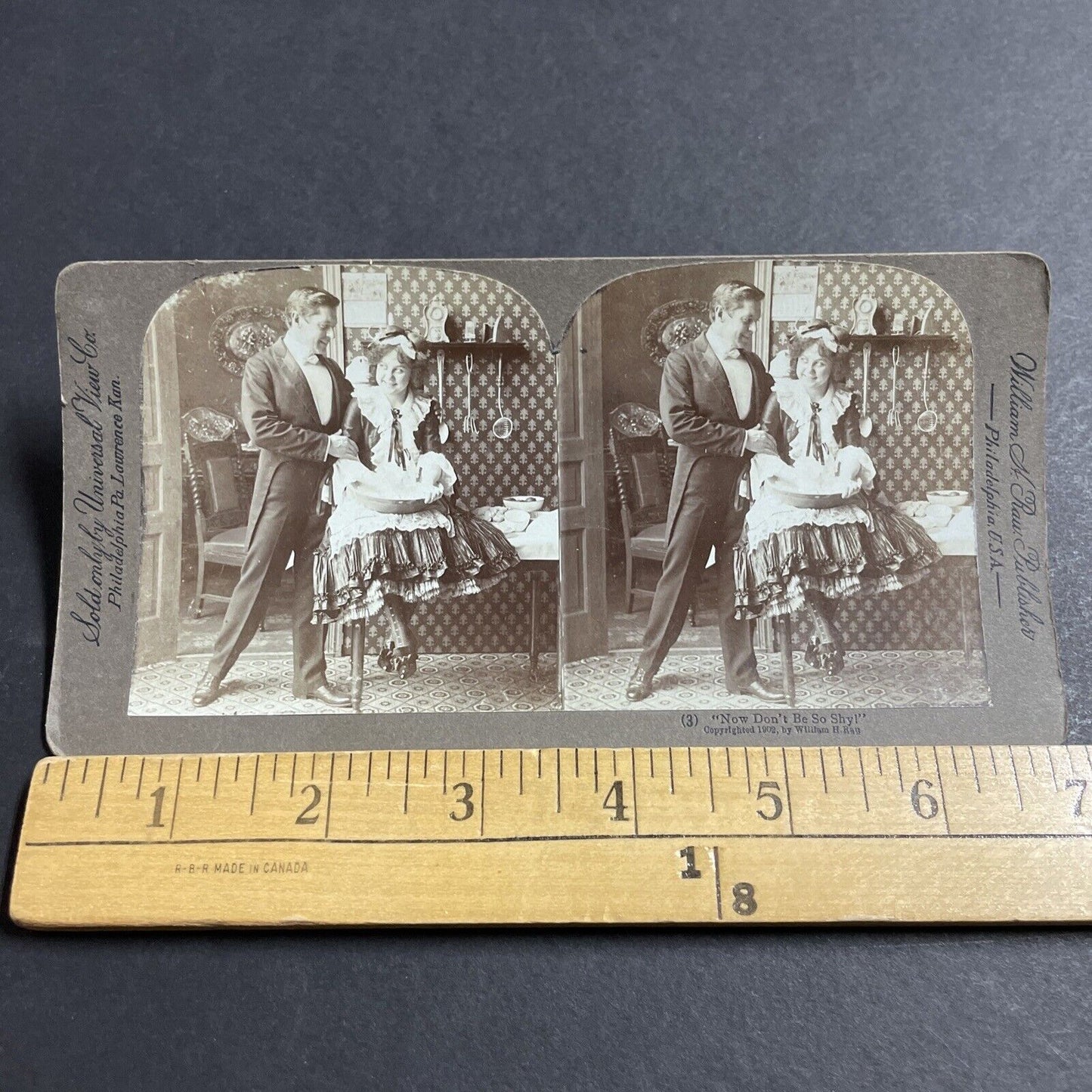 Antique 1902 A Man And His Attractive Maid Cook Stereoview Photo Card P5546