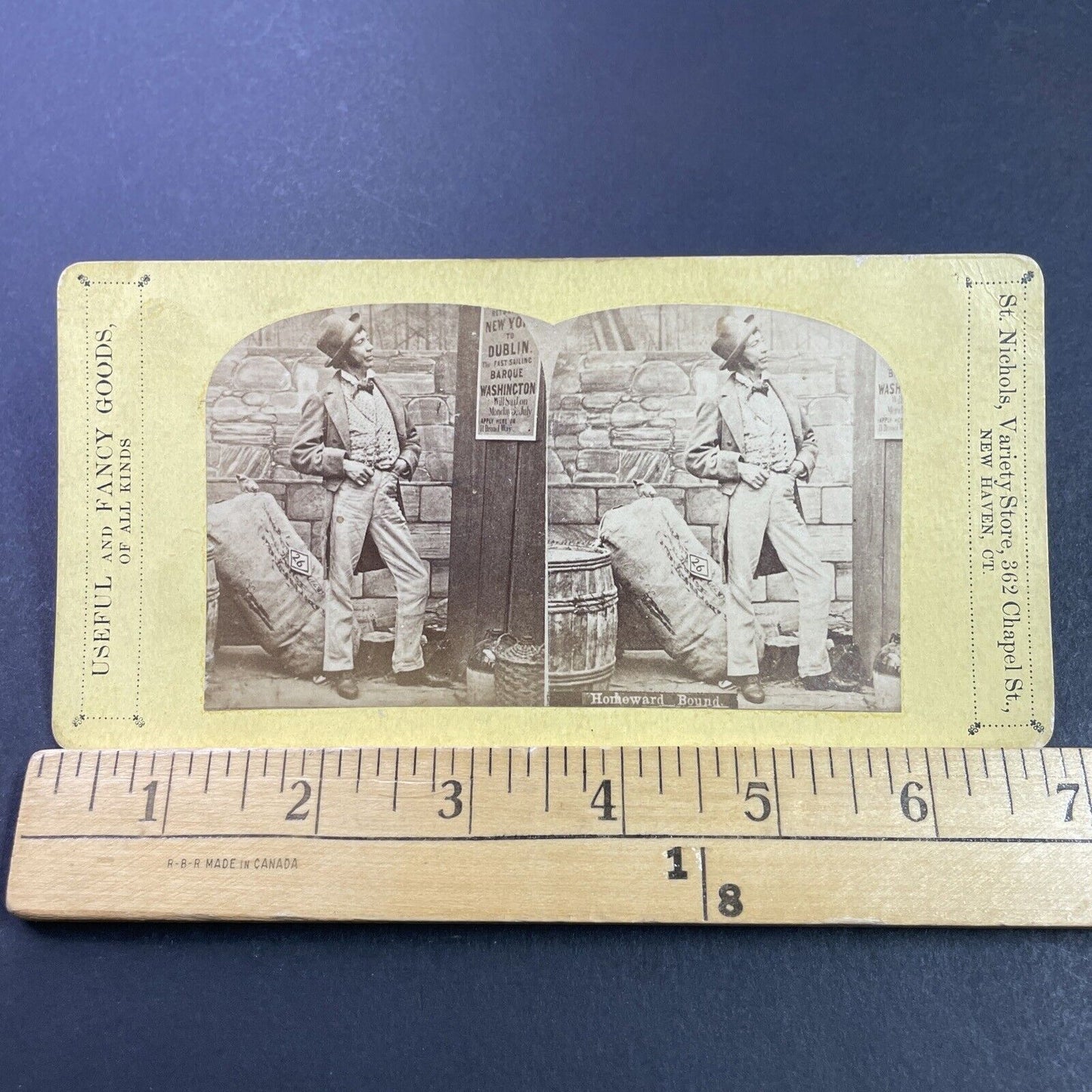 Antique 1870s A Man Travels To Broadway To Act Stereoview Photo Card P3975