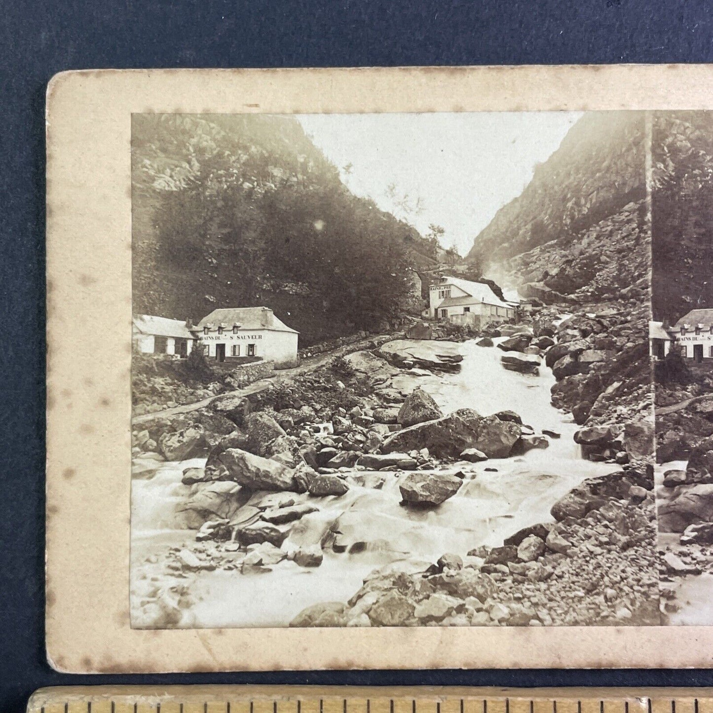 Thermal Springs In Cauterets France Stereoview Louis Rabaud Antique c1860 X3266