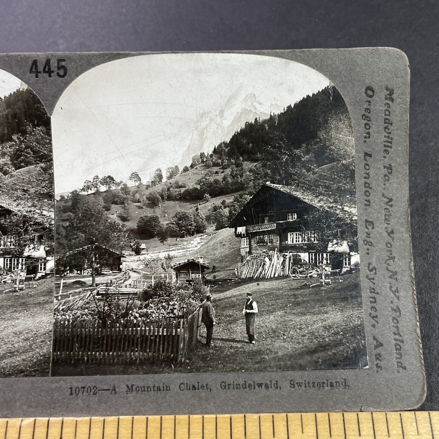 Antique 1910s Grindelwald Village Switzerland Swiss Stereoview Photo Card P3751