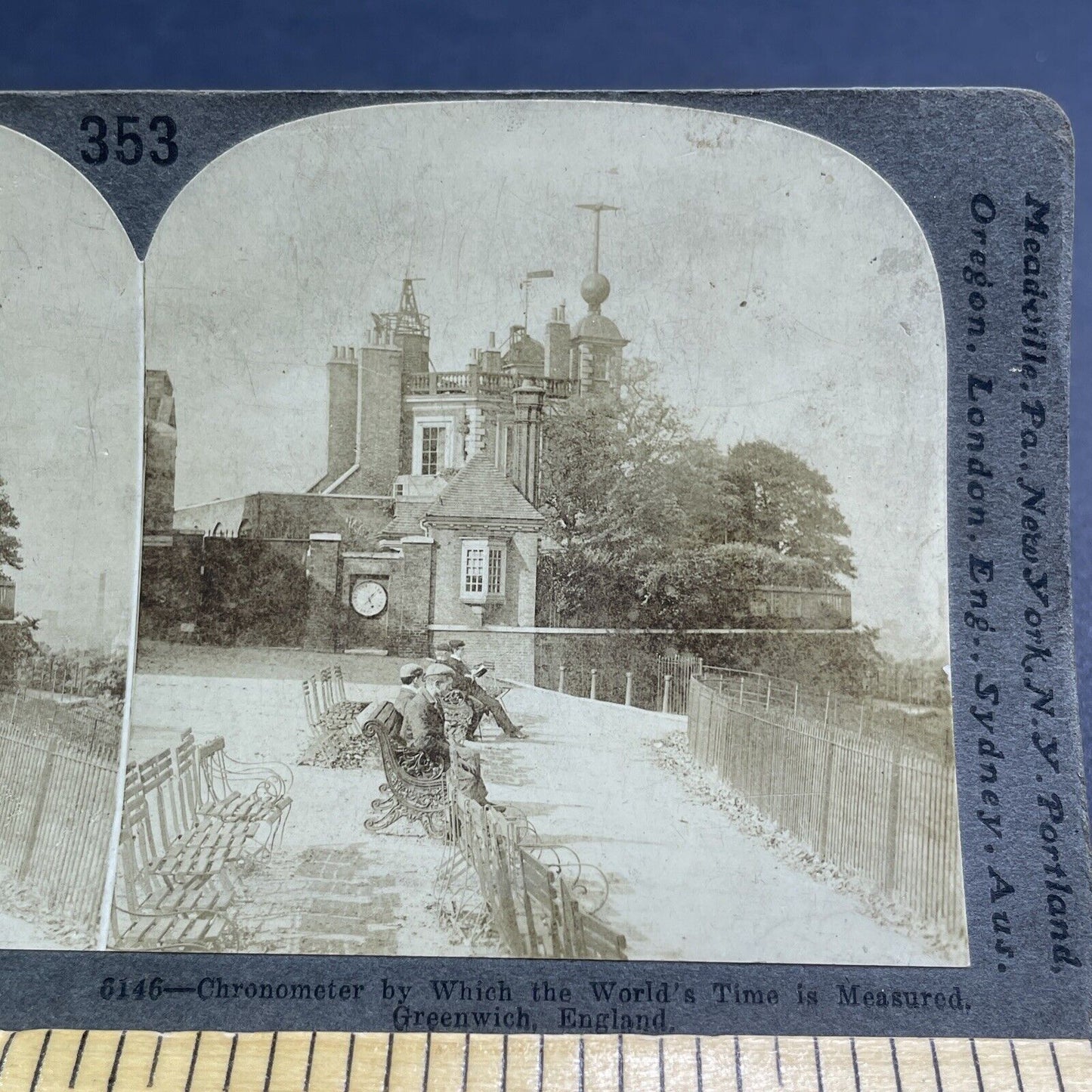 Antique 1909 The Great Chronometer Greenwich UK Stereoview Photo Card P1928