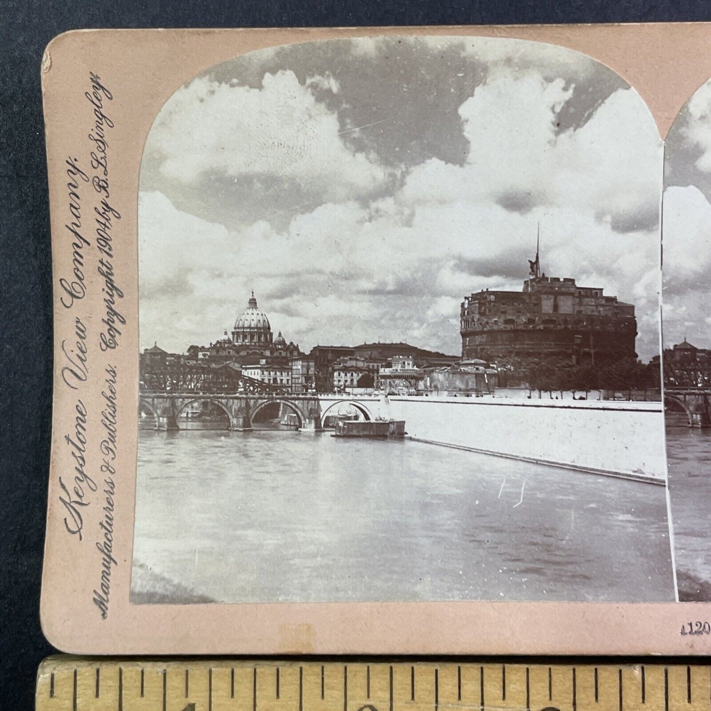 San Angelo Castle Rome Italy Stereoview B.L. Singley Antique c1904 X3633