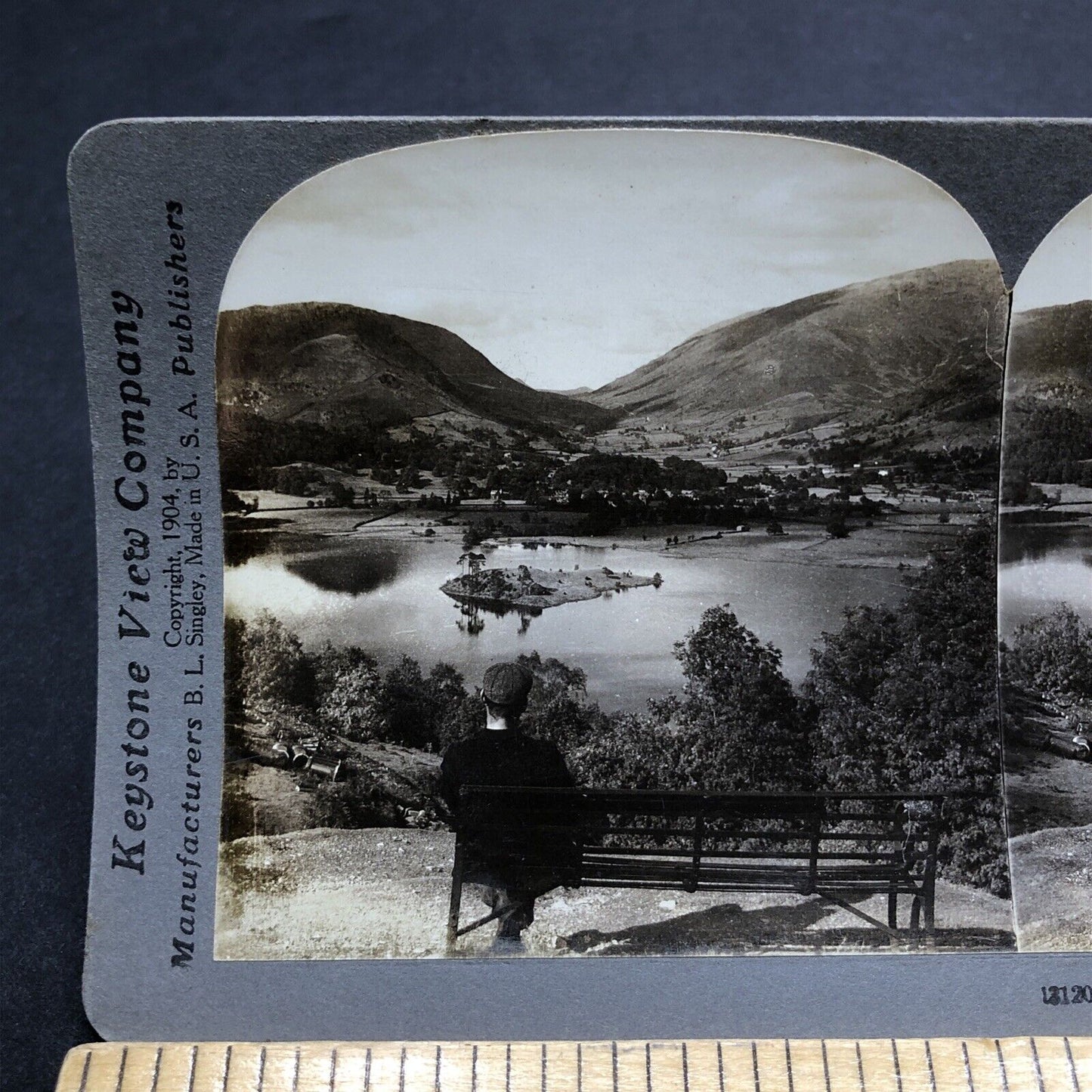 Antique 1904 Lake Grasmere Red Bank England Stereoview Photo Card P2048