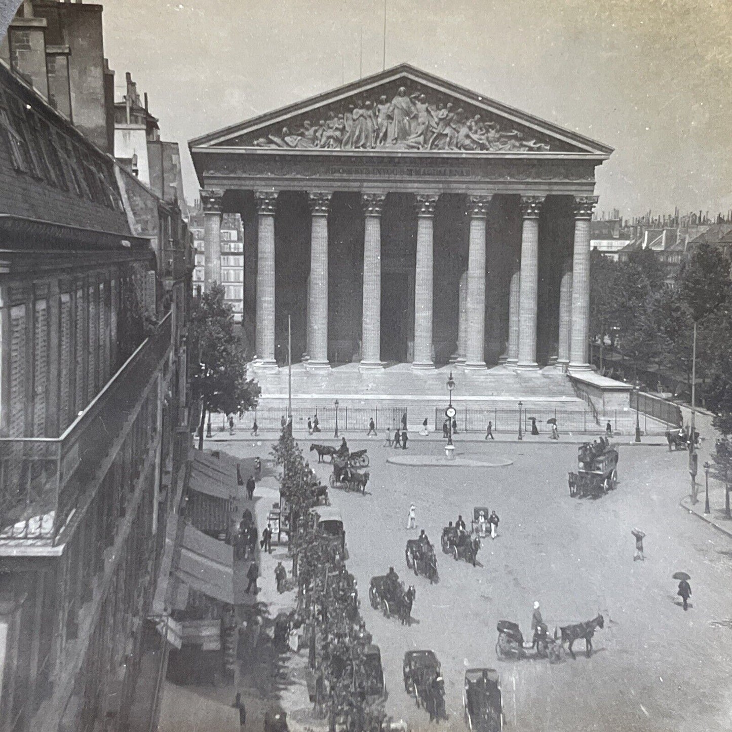 Antique 1895 The Madeleine In Paris France Stereoview Photo Card P5139