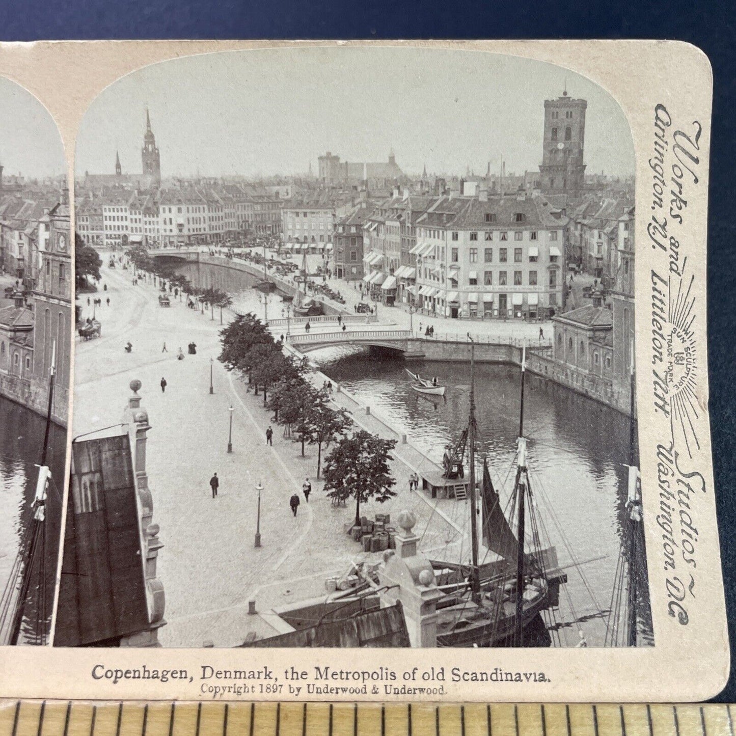 Antique 1897 Copenhagen Denmark City Center Stereoview Photo Card P3842