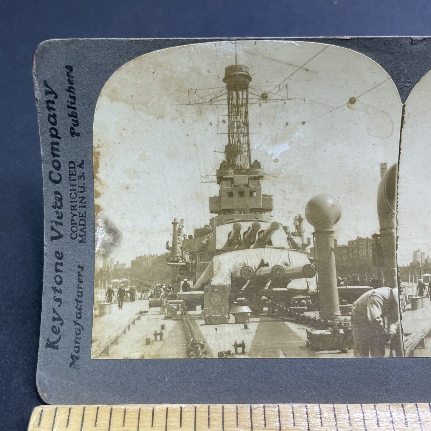 Antique 1919 USS Pennsylvania Navy Battleship Stereoview Photo Card P1948