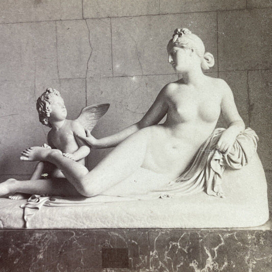 Antique 1890s Nude Female Statue Made Of Marble Stereoview Photo Card P3827