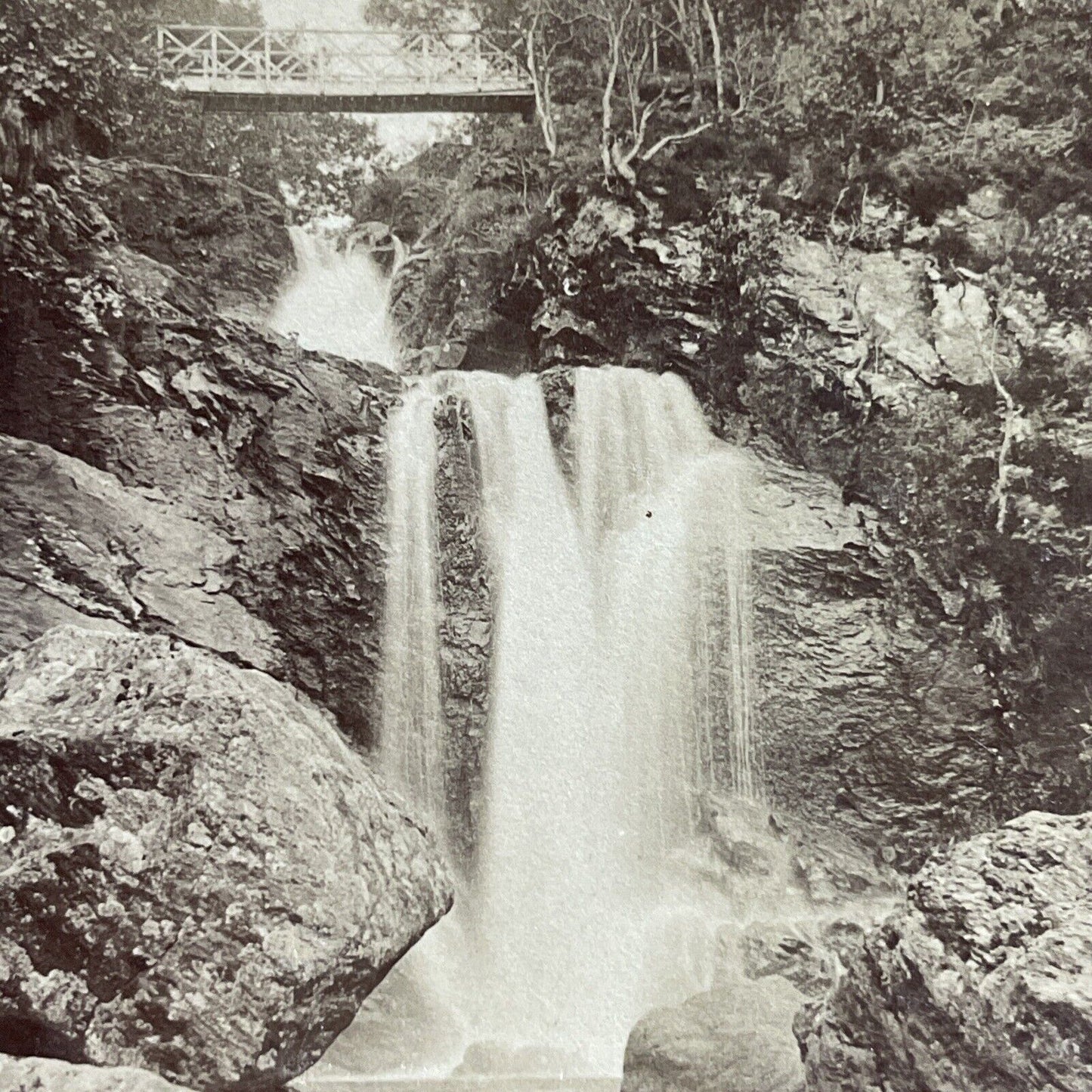 Antique 1891 Inversnaid Waterfall Scotland Stereoview Photo Card P5579