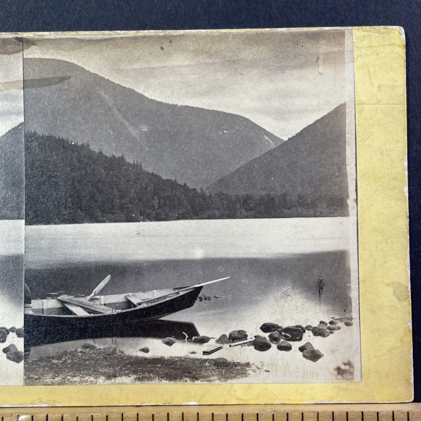 Echo Lake Franconia Notch NH Stereoview Edward Bierstadt Antique c1870 X972