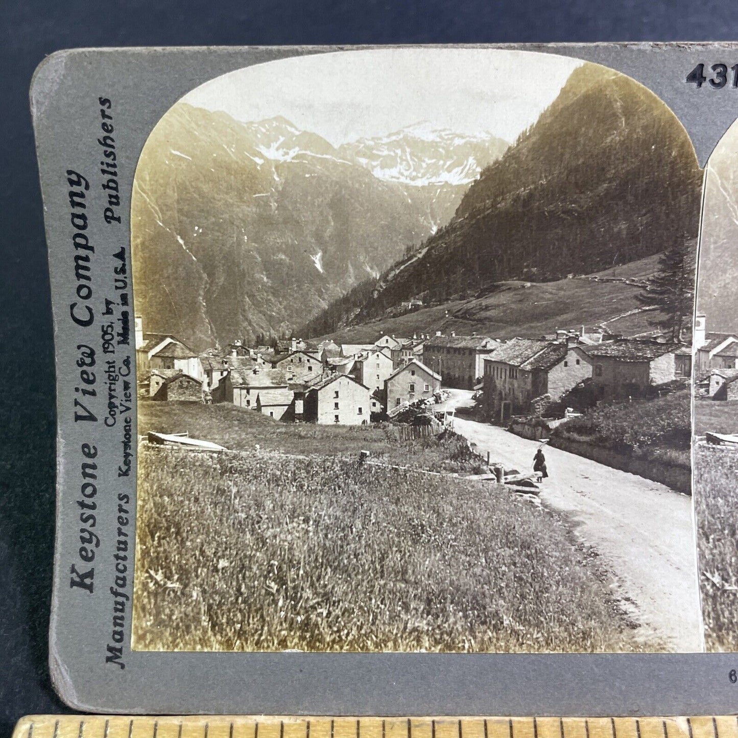 Antique 1905 Town Of Simplon Valais Switzerland Stereoview Photo Card P2105