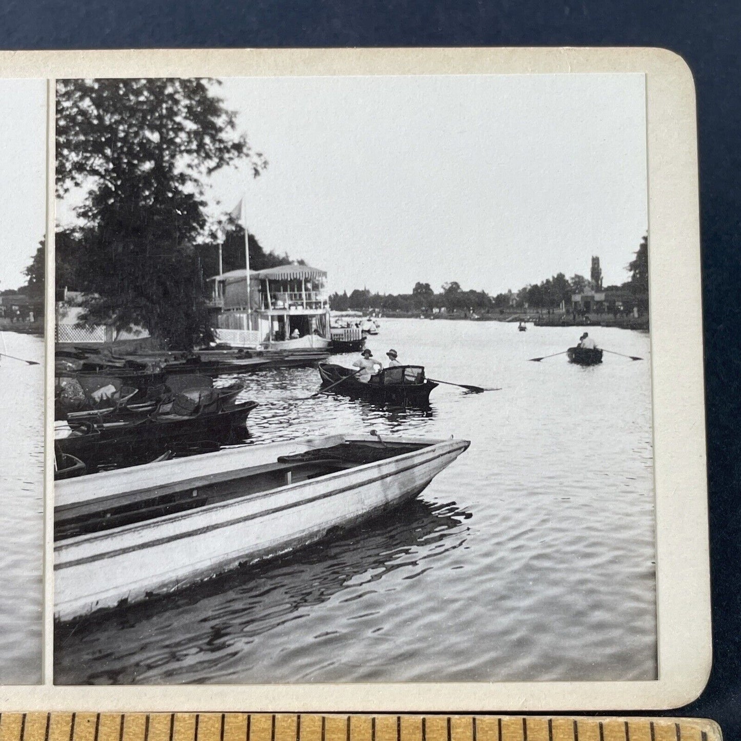 Antique 1925 Wealthy American Girls Boat Italy OOAK Stereoview Photo Card P3235