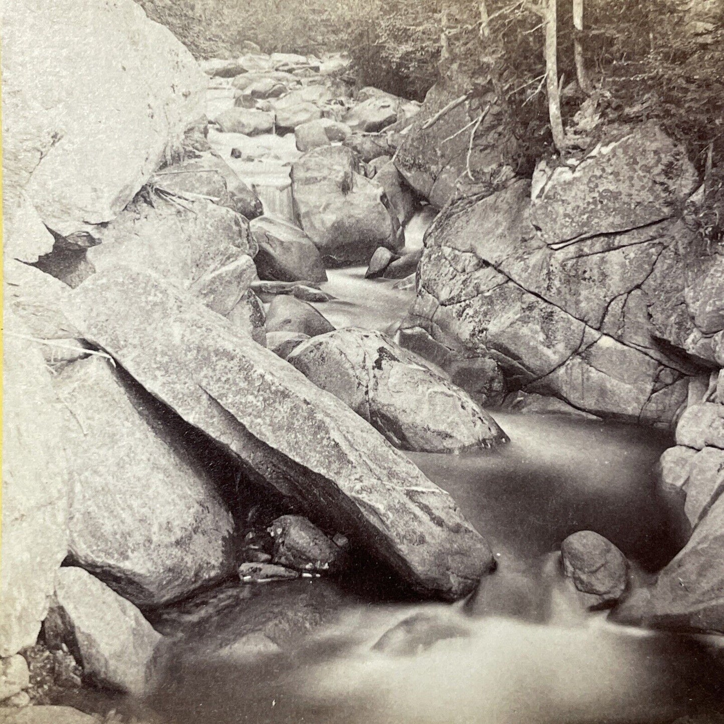 Antique 1870s Franconia Notch River New Hampshire Stereoview Photo Card V1847