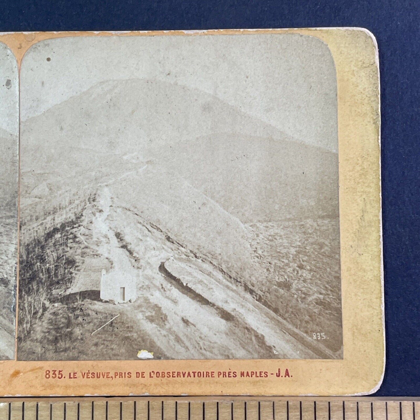 Mount Vesuvius Volcano Observatory Tower Stereoview Antique c1880 X1594