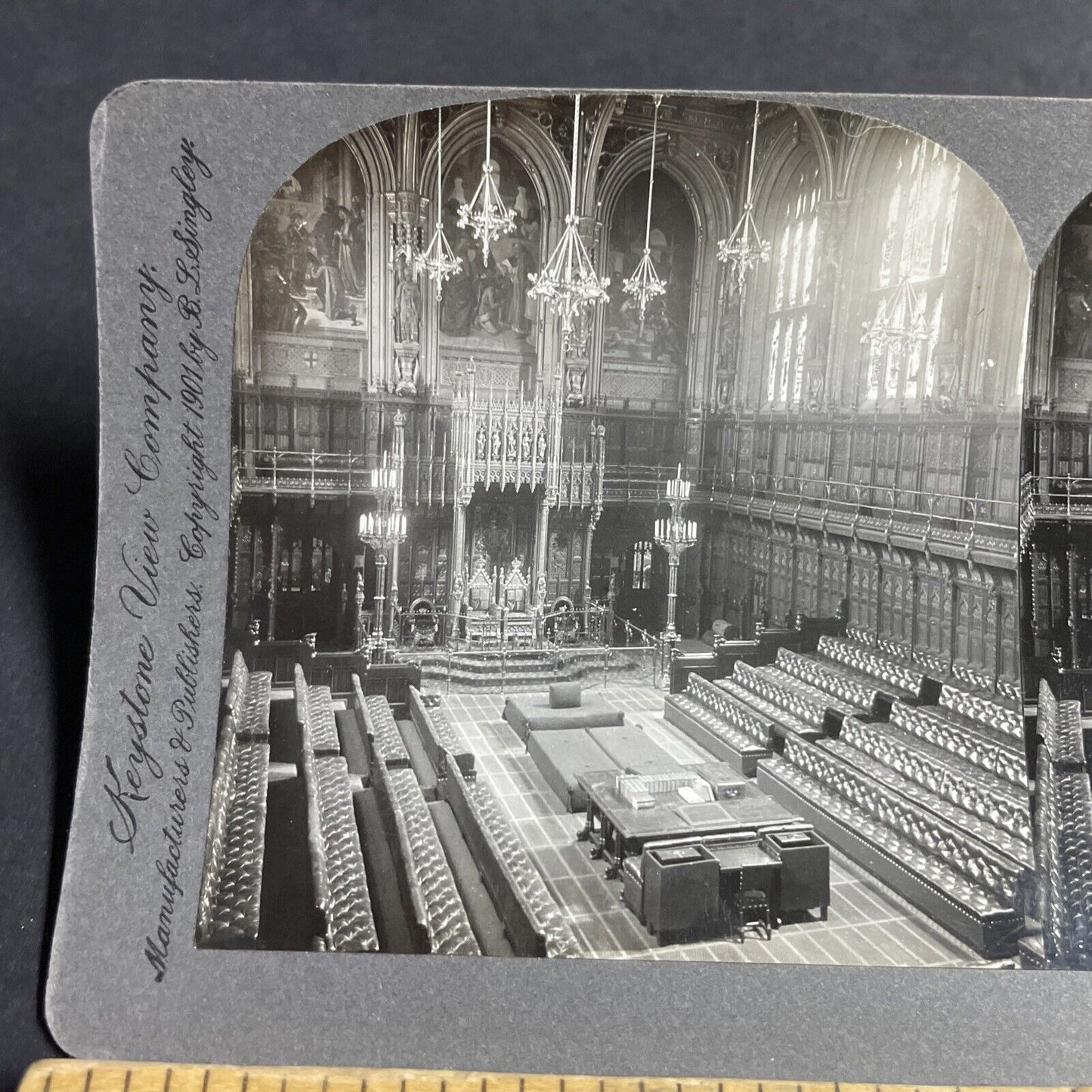 Antique 1901 The House Of Lords London England Stereoview Photo Card P4556