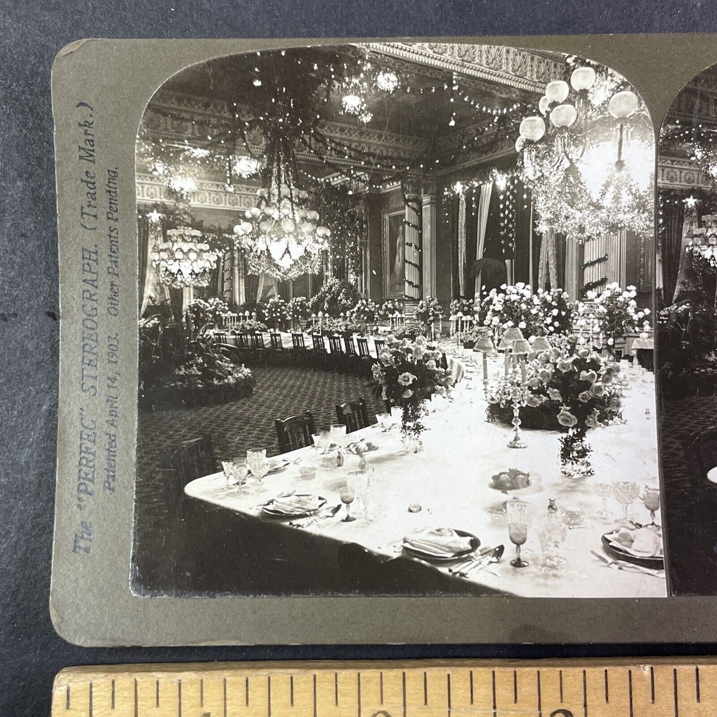 President Roosevelt State Dinner For Prince Henry Stereoview Antique c1902 Y407