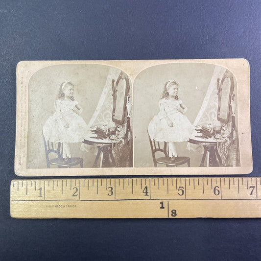 Little Girl Dressed as a Ballerina Stereoview F.G. Weller Antique c1874 Y1312