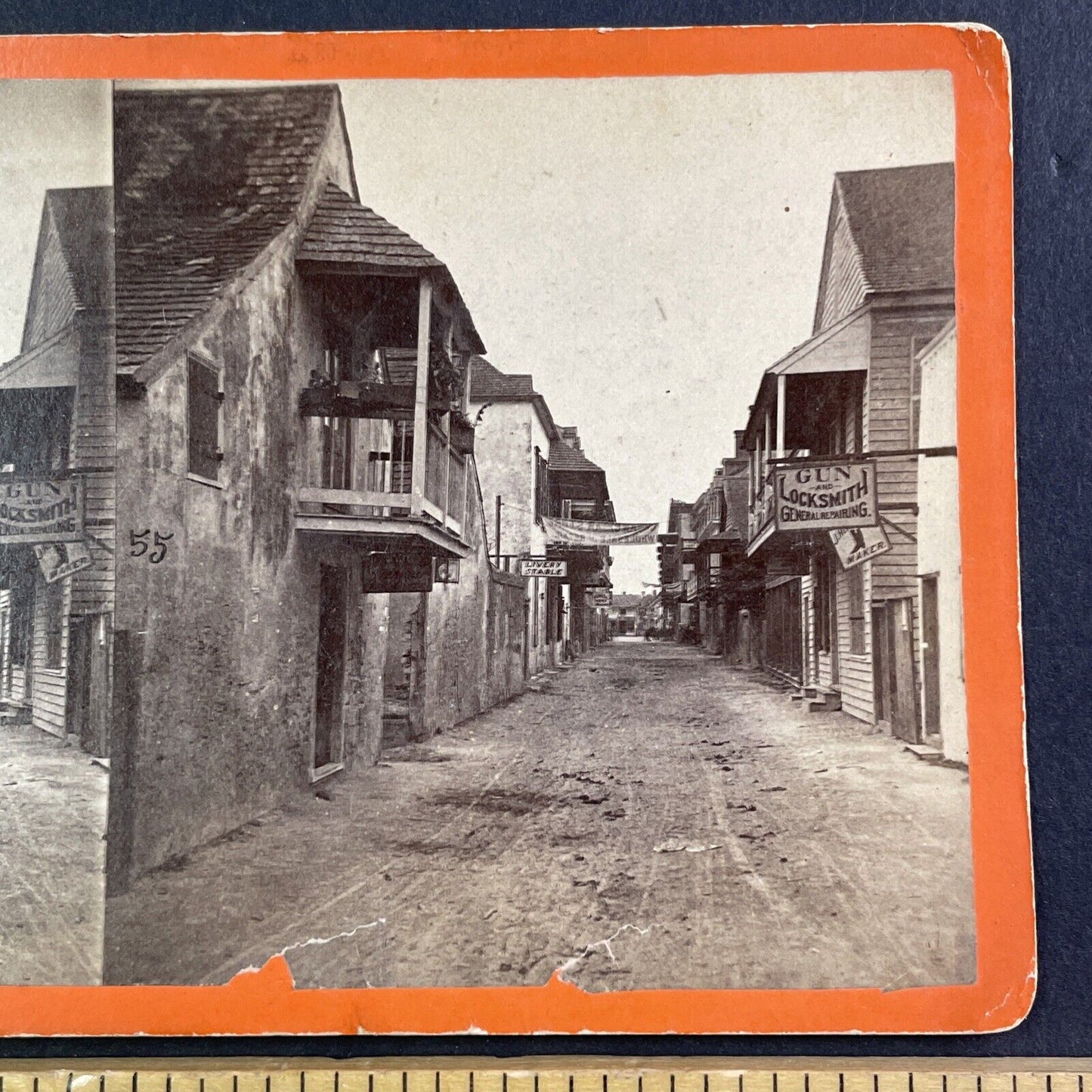 Gunsmith on Charlotte Street Stereoview Jacksonville FL Antique c1870s Y080