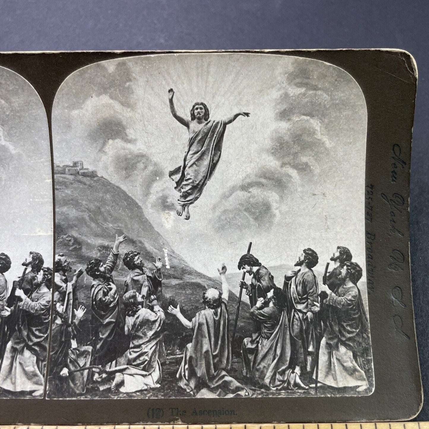 Antique 1880s The Ascension Of Jesus Christ Stereoview Photo Card P3137