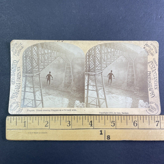 Samuel Dixon Tightrope Walking Niagara Gorge Stereoview Antique c1890 X1921