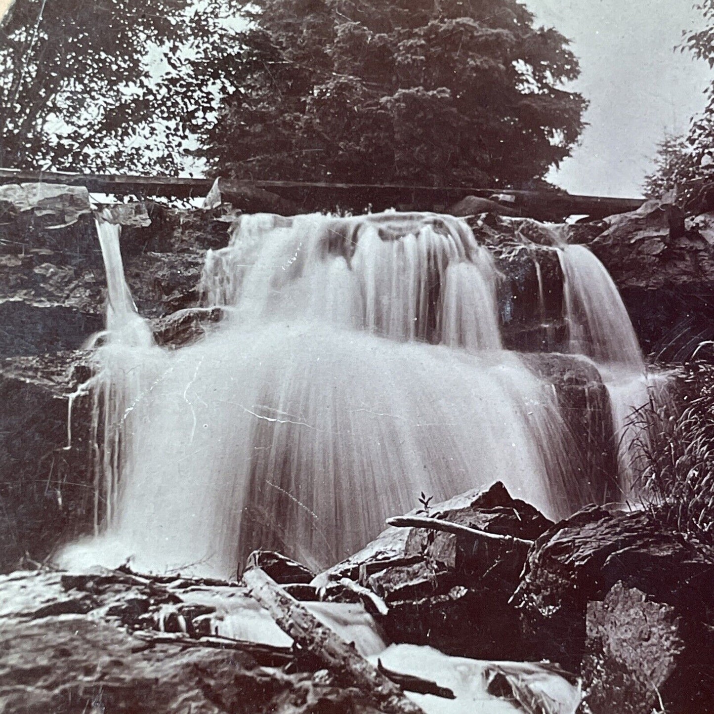 Macnider River Cascade Falls Metis-Sur-Mer Quebec Stereoview Antique c1899 Y474