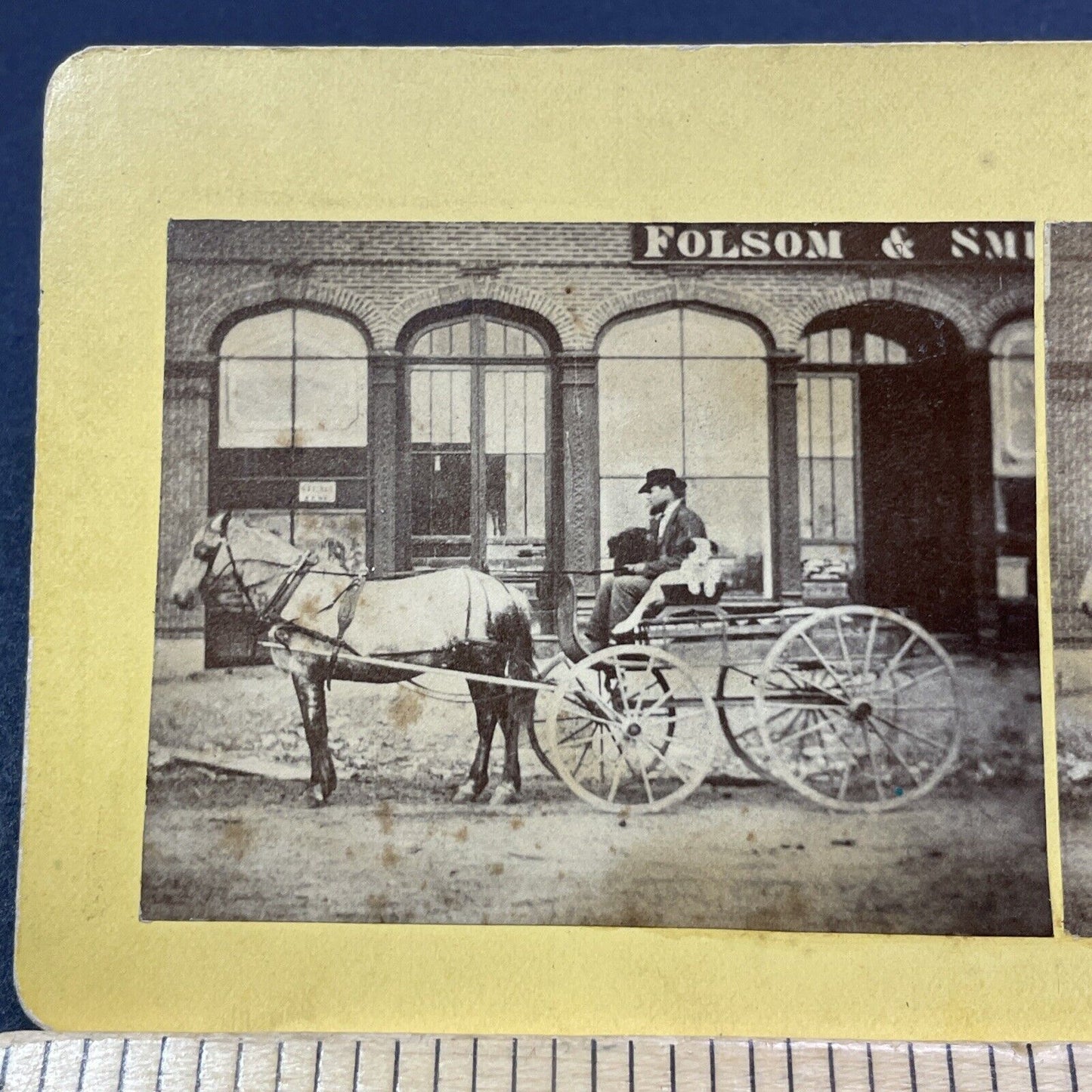 Antique 1860s Albert Gallatin Folsom Laconia NH Stereoview Photo Card V2011