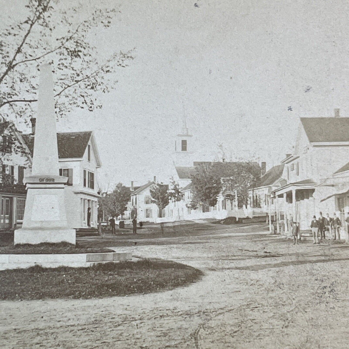 Paris Maine Civil War Monument Stereoview Town View Antique c1870 X1899