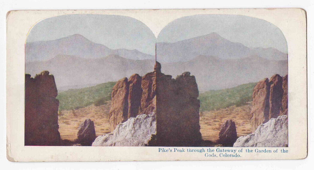 Antique 1905 Garden Of The Gods Gateway, Pike's Peak Colorado Stereo Card P319